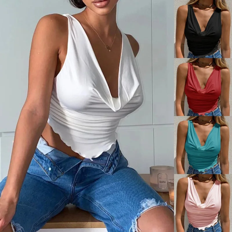 White Crop Top Sleeveless Cowl Neck Summer Women Clothing Outfits Slim Fashion Ladies Short Summer Top JS0421
White Crop Top Sleeveless Cowl Neck Summer Women Clothing Outfits Slim Fashion Ladies Short Summer Top JS0421