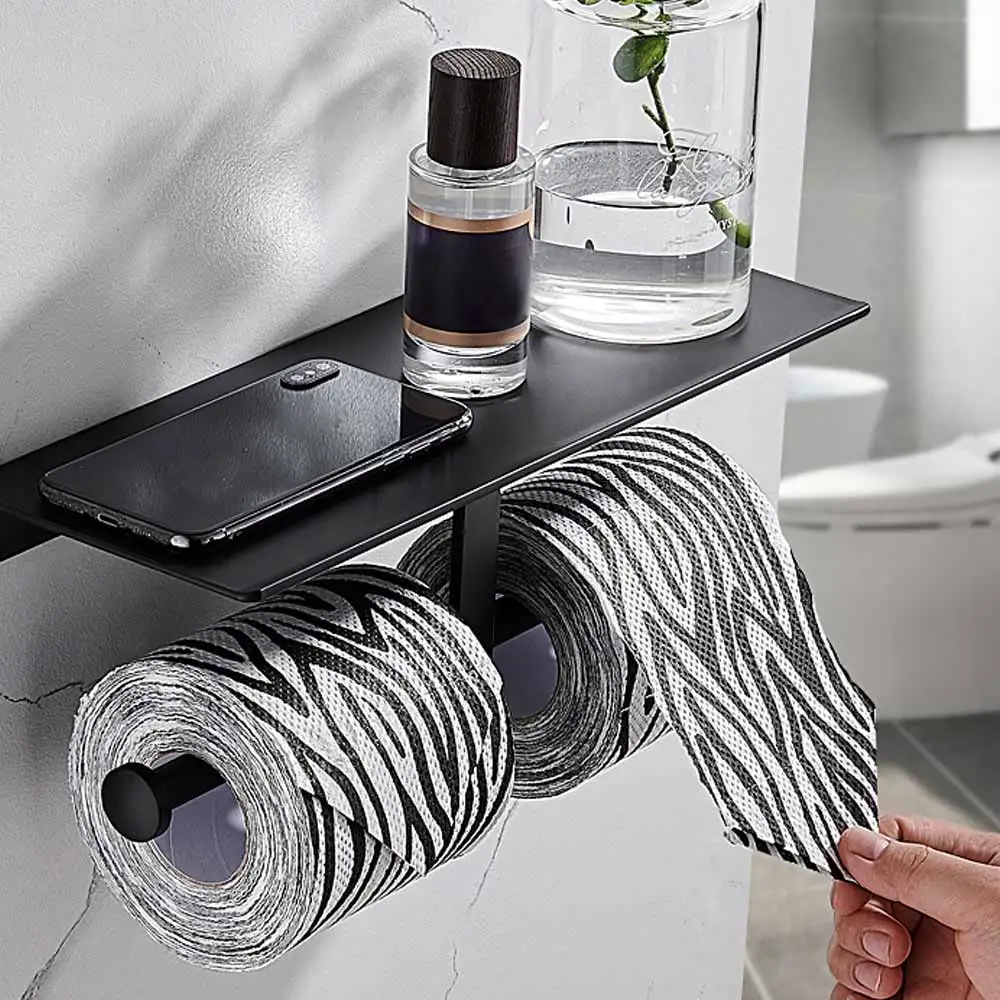 Space Aluminum Black Paint Double Paper Holder Wall Mounted Bathroom Accessories Phone Rack Toilet Shelf Roll Holder
Space Aluminum Black Paint Double Paper Holder Wall Mounted Bathroom Accessories Phone Rack Toilet Shelf Roll Holder