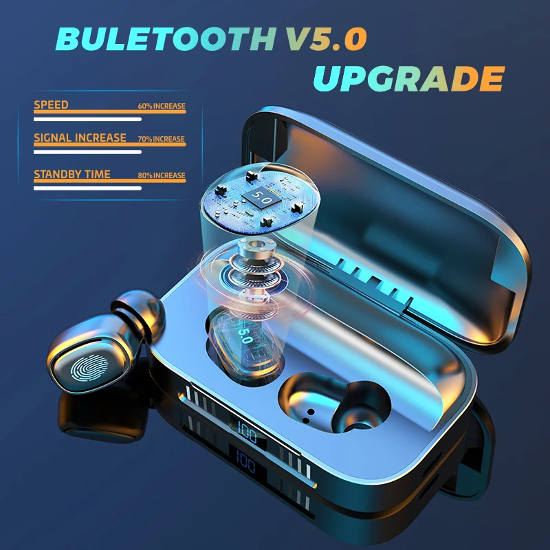 Беспроводная bluetooth-гарнитура TWS 5,0 с зарядным футляром, беспроводные наушники, 9D стерео спортивные наушники-вкладыши, гарнитура с микрофоном
Беспроводная bluetooth-гарнитура TWS 5,0 с зарядным футляром, беспроводные наушники, 9D стерео спортивные наушники-вкладыши, гарнитура с микрофоном