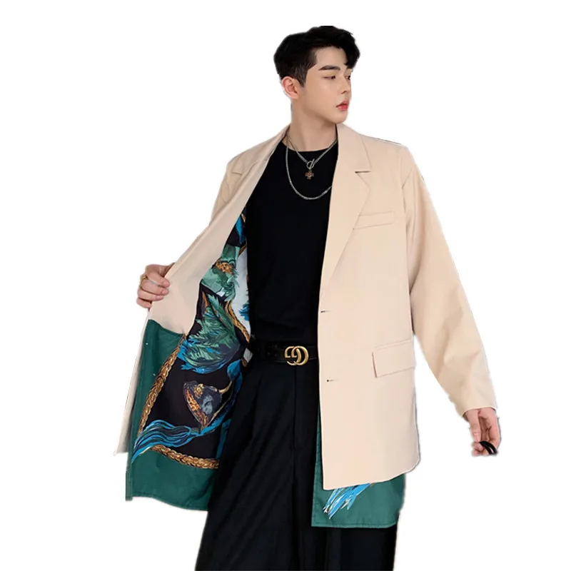 M-XL!!Autumn new style court style printing men's loose suit hair stylist trend male youth two sides wearing blazer.
M-XL!!Autumn new style court style printing men's loose suit hair stylist trend male youth two sides wearing blazer.