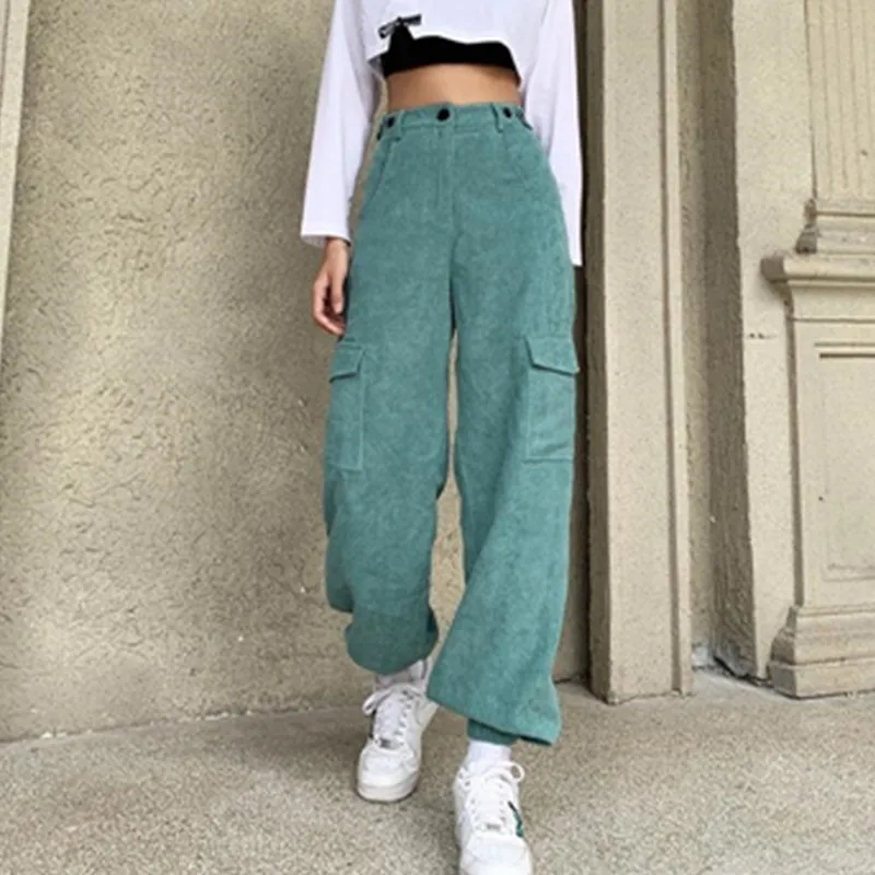 2021 Casual Autumn Green Corduroy Harem Pants Pocket Vintage High Waist Long Trousers Ladies Fashion Korean Skinny Joggers
2021 Casual Autumn Green Corduroy Harem Pants Pocket Vintage High Waist Long Trousers Ladies Fashion Korean Skinny Joggers