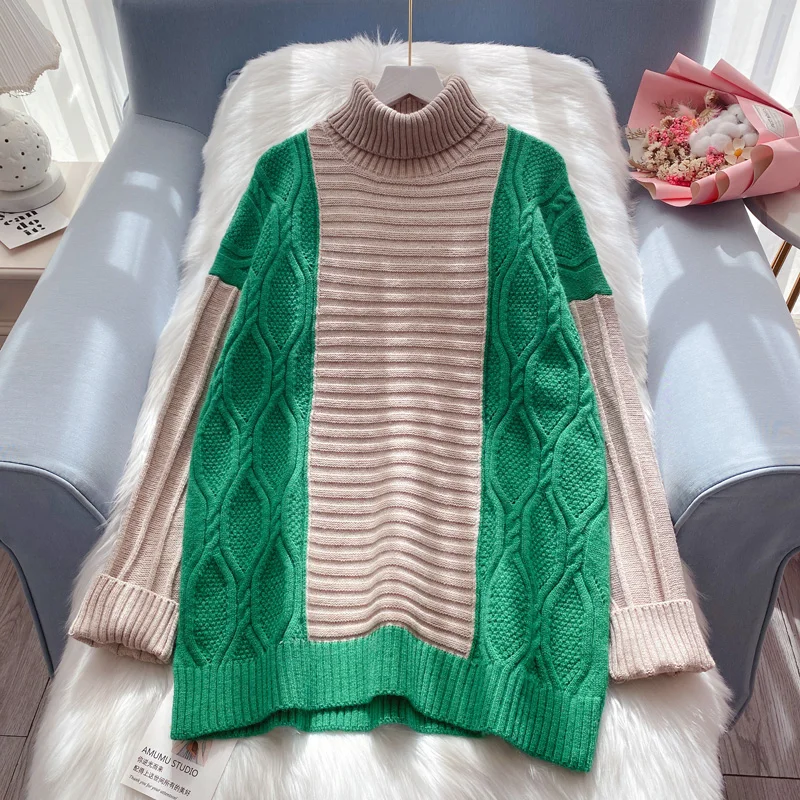 Women 2021 Fashion Soft Loose Knitted Thick Sweater Vintage Turtleneck Long Sleeve Female Pullovers Chic Tops J228
Women 2021 Fashion Soft Loose Knitted Thick Sweater Vintage Turtleneck Long Sleeve Female Pullovers Chic Tops J228