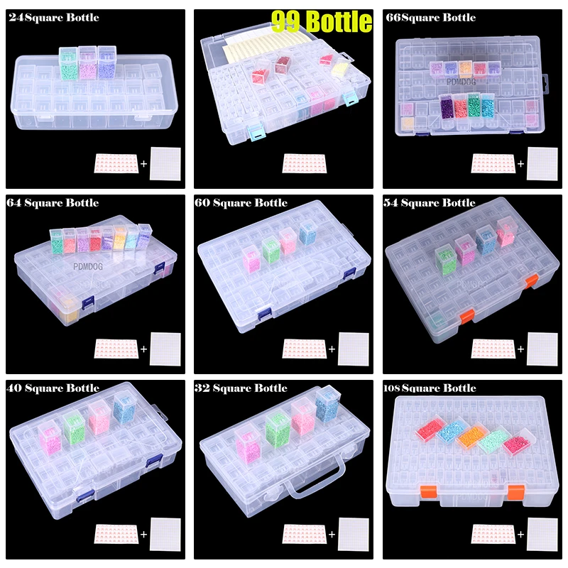 64/32/40/60 Slot Plastic Bottles Container Storage Box Diamond Painting Accessories Diamant Painting Holder Daimond Painting Box
64/32/40/60 Slot Plastic Bottles Container Storage Box Diamond Painting Accessories Diamant Painting Holder Daimond Painting Box