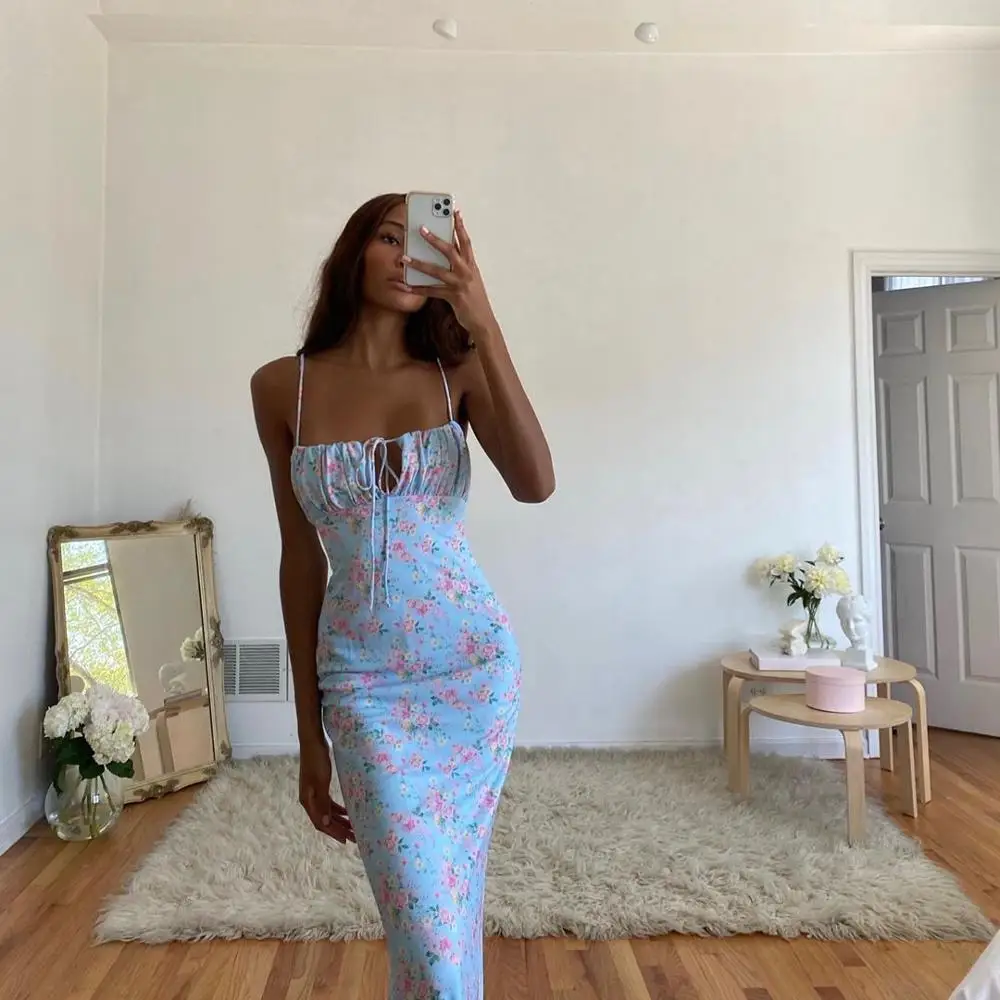 Dresses women Floral Print Elegant Sleeveless Maxi Sundress Sexy Party Club Summer Backless Women Tie Front Dress
Dresses women Floral Print Elegant Sleeveless Maxi Sundress Sexy Party Club Summer Backless Women Tie Front Dress