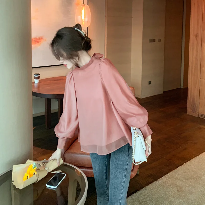 2021 Stand Collar Voile Chiffon Patchwork Women Blouse Spring New Japan Style Sweet Shirts Puff Sleeve Drawstring Blusas
2021 Stand Collar Voile Chiffon Patchwork Women Blouse Spring New Japan Style Sweet Shirts Puff Sleeve Drawstring Blusas