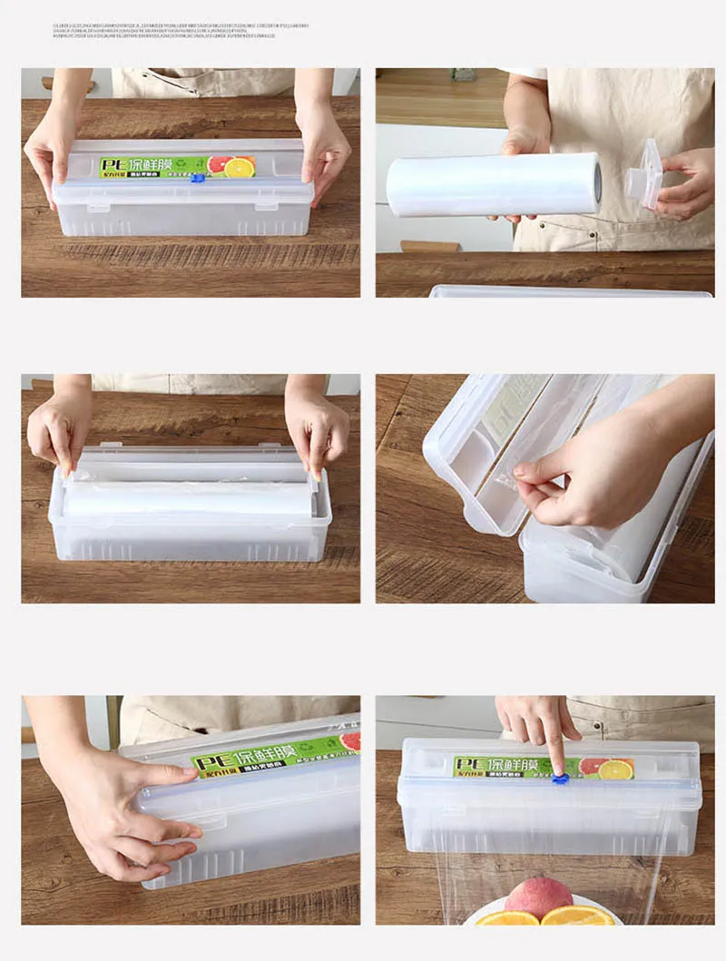 1pc Plastic Food Wrap Dispenser With Slide Cutter Adjustable Cling Film Cutter Preservation Foil Storage Box With Suction Bottom
1pc Plastic Food Wrap Dispenser With Slide Cutter Adjustable Cling Film Cutter Preservation Foil Storage Box With Suction Bottom