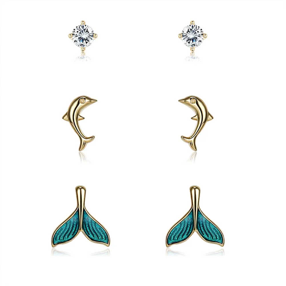 SILVERHOO Genuine 925 Sterling Silver For Women Jewelry Fish Tail & Dolphin Stud Earrings Clear Zircon Setting Samll Earrings
SILVERHOO Genuine 925 Sterling Silver For Women Jewelry Fish Tail & Dolphin Stud Earrings Clear Zircon Setting Samll Earrings