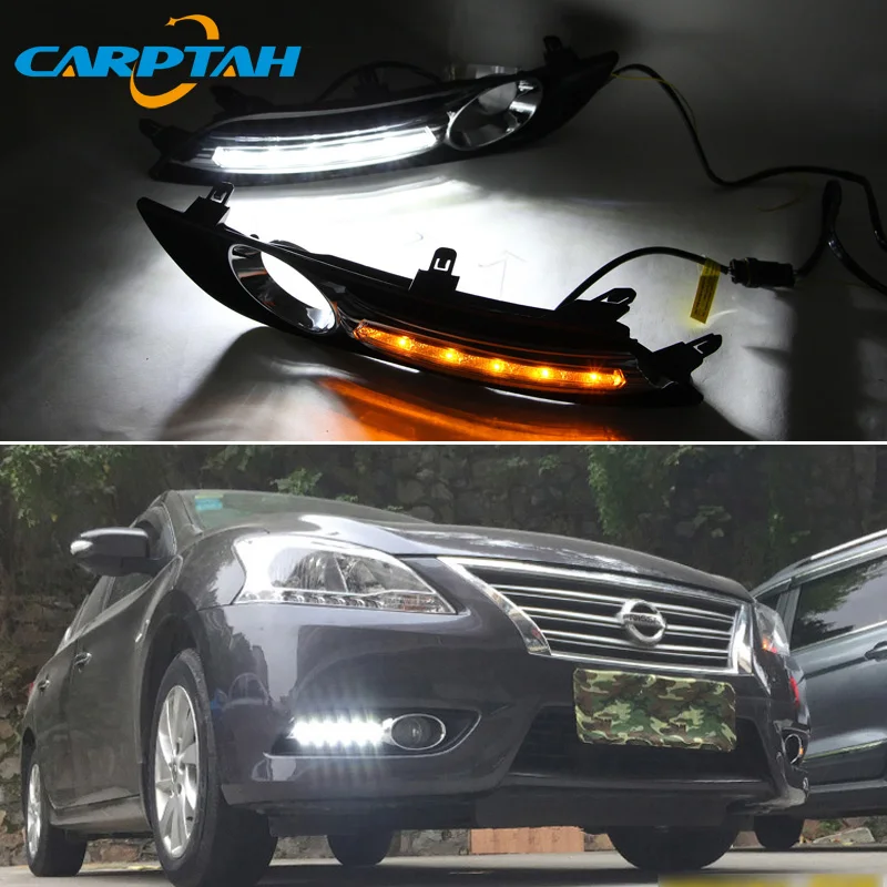 Светодиодный дневной светильник для Nissan Sentra Sylphy 2012 - 2015 Водонепроницаемый желтый