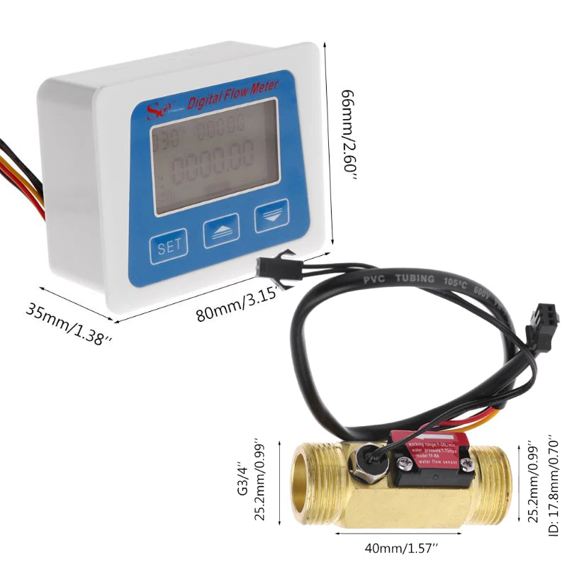 

Battery Type Display And G3/4" Water Flow Sensor Meter Sea Zhong Jiang Digital Flowmeter And Flow Sensor YF-B6-T