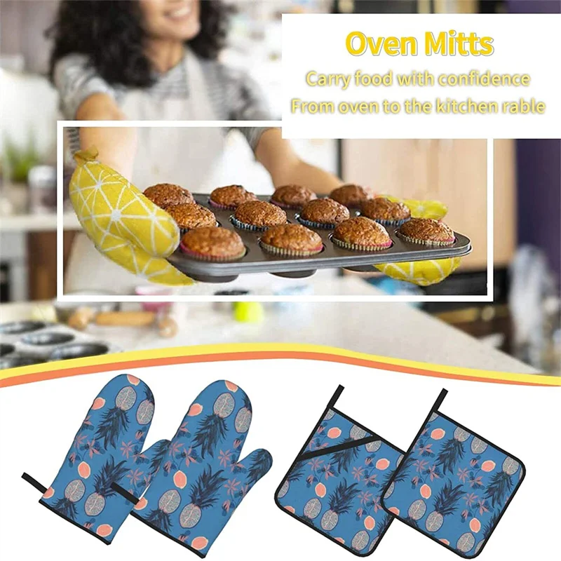 Oven glove and pot holder set heat-resistant 4-piece set, kitchen utensils non-slip insulating gloves for baking and cooking
Oven glove and pot holder set heat-resistant 4-piece set, kitchen utensils non-slip insulating gloves for baking and cooking