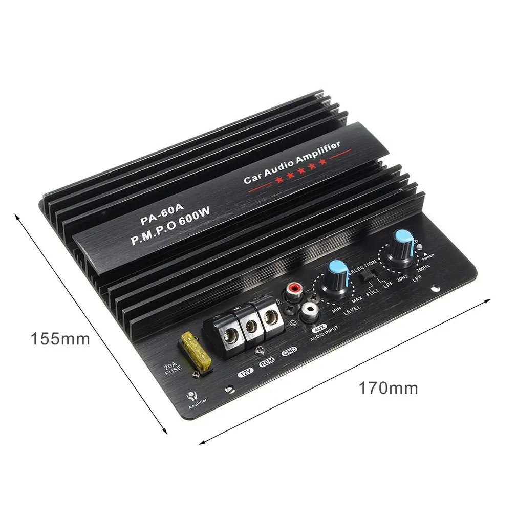 PA-60A 12V Mono 600W High Power Car Audio Amplifier Fashion Wire Drawing Powerful Bass Subwoofers Amplifier With 20A Fuse
PA-60A 12V Mono 600W High Power Car Audio Amplifier Fashion Wire Drawing Powerful Bass Subwoofers Amplifier With 20A Fuse