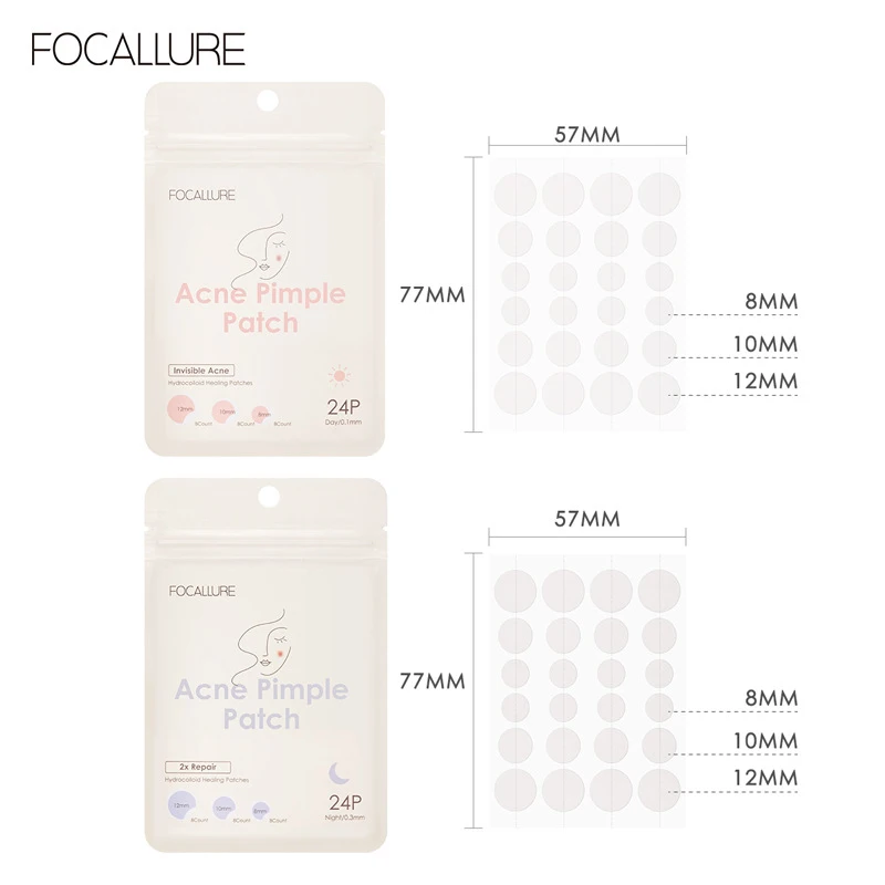 FOCALLURE 24PCS Day Night Use Tea Tree Extract Acne Removal Pimple Patch Hydrocolloid Transparent Invisible Acne Removal Sticker
FOCALLURE 24PCS Day Night Use Tea Tree Extract Acne Removal Pimple Patch Hydrocolloid Transparent Invisible Acne Removal Sticker
