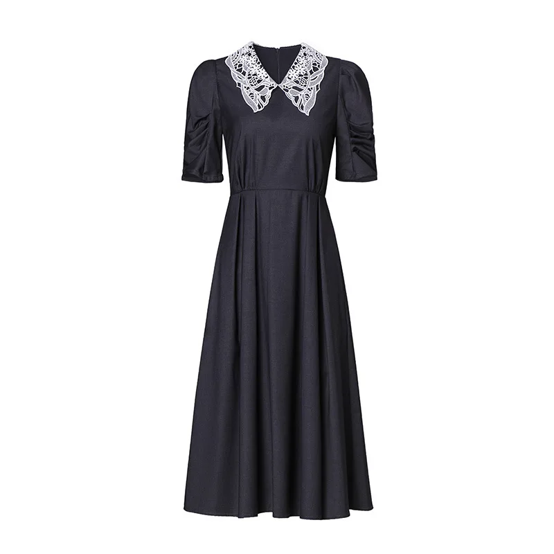 2021 summer new dress medium length pile sleeve cut out lace age reducing baby collar solid A-line skirt
2021 summer new dress medium length pile sleeve cut out lace age reducing baby collar solid A-line skirt