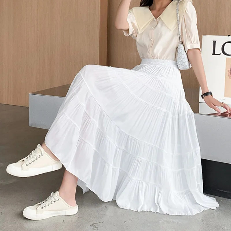 Summer Big Flared Chiffon White Long Boho Skirts Patchwork Cakee Draped Long Pleated Skirt Black
Summer Big Flared Chiffon White Long Boho Skirts Patchwork Cakee Draped Long Pleated Skirt Black