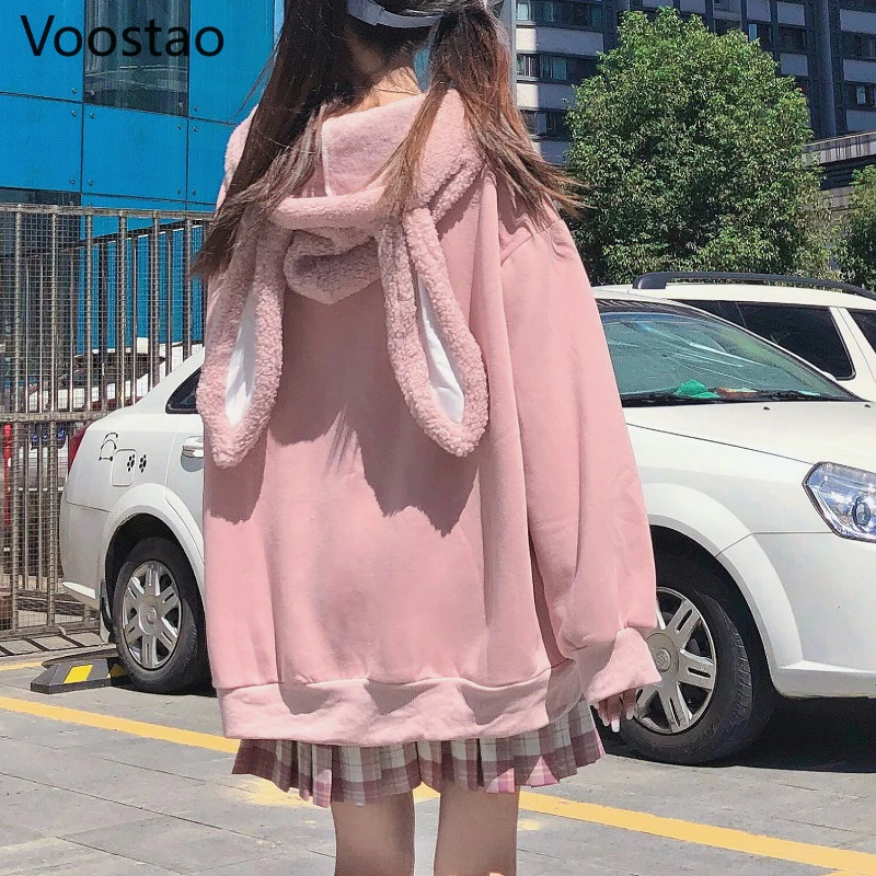 Autumn Winter Harajuku Women Sweet Hoodies Cute Rabbit Ear Hooded Pullover Girly Fashionable Loose Lace-Up Sweatshirts Outwear
Autumn Winter Harajuku Women Sweet Hoodies Cute Rabbit Ear Hooded Pullover Girly Fashionable Loose Lace-Up Sweatshirts Outwear