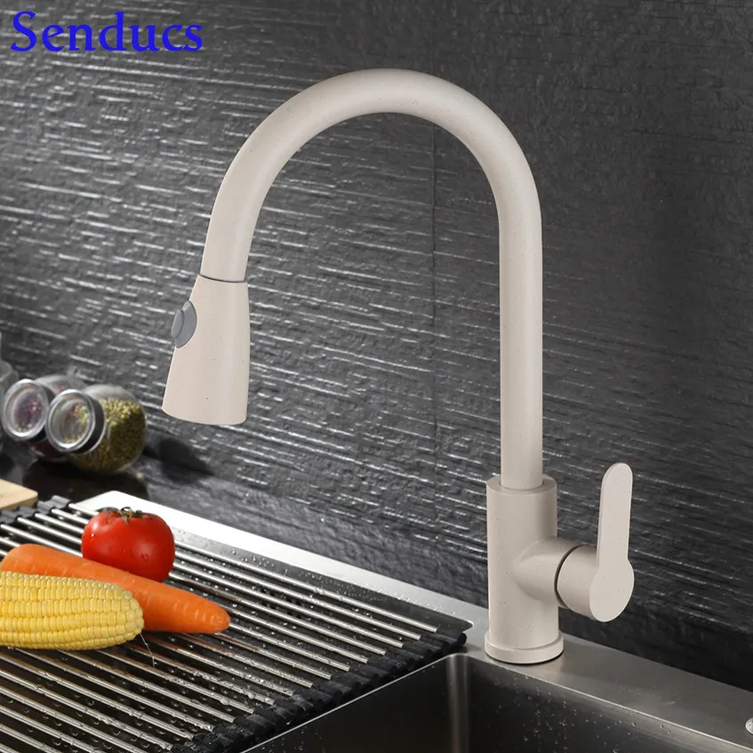 

SENDUCS Pull Down Kitchen Faucets Stainless Steel Filtered Water Tap Cleaning The Sink Faucet Pull Out 360 Sprayer Mixer