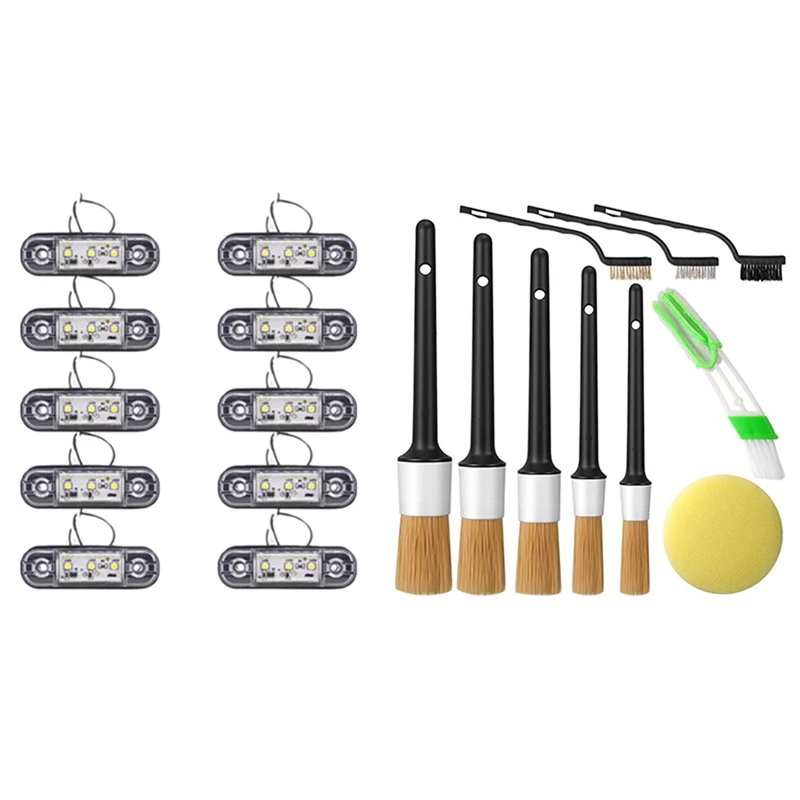 11Pcs Car Detailing Brush Set Car Interior Cleaning Kit with 10Pcs White 3 LED 3.4Inch Side Marker Lamp Tail Light 
11Pcs Car Detailing Brush Set Car Interior Cleaning Kit with 10Pcs White 3 LED 3.4Inch Side Marker Lamp Tail Light