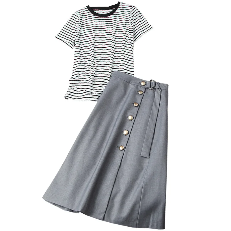 New 2021 summer women casual two piece outfits jersey striped t-shirts and skirt suits brief OL femme clothing set twinsets
New 2021 summer women casual two piece outfits jersey striped t-shirts and skirt suits brief OL femme clothing set twinsets