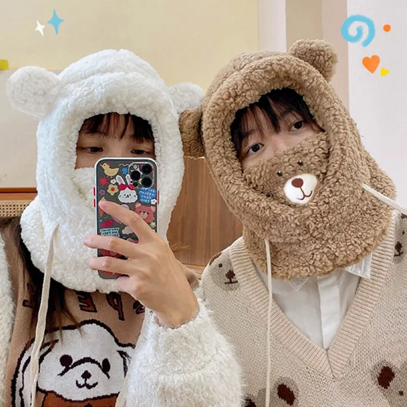 Sparsil Winter Warm Lamb Skullies Beanies Windproof Cartoon Cute Bear Ear Protection Hat Outdoor Casual Plush Scarf Cap Set Girl
Sparsil Winter Warm Lamb Skullies Beanies Windproof Cartoon Cute Bear Ear Protection Hat Outdoor Casual Plush Scarf Cap Set Girl