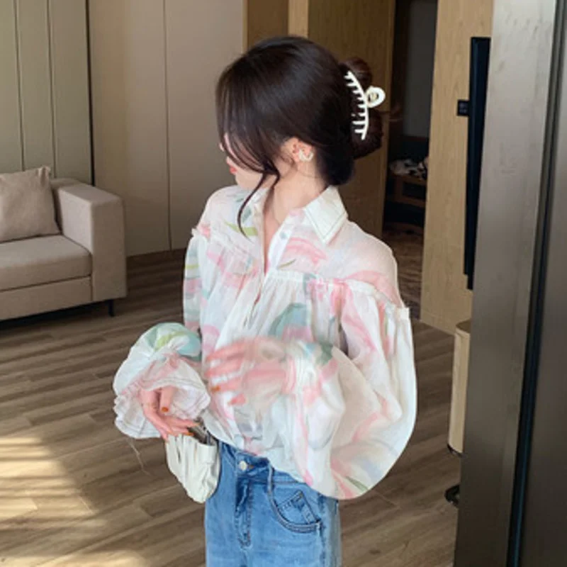 SHENGPALAE Korea Chic Casual Blouse Women's Summer 2021 New Lapel Single-breasted Printed Loose Long-sleeved Shirt Female 16E995 
SHENGPALAE Korea Chic Casual Blouse Women's Summer 2021 New Lapel Single-breasted Printed Loose Long-sleeved Shirt Female 16E995