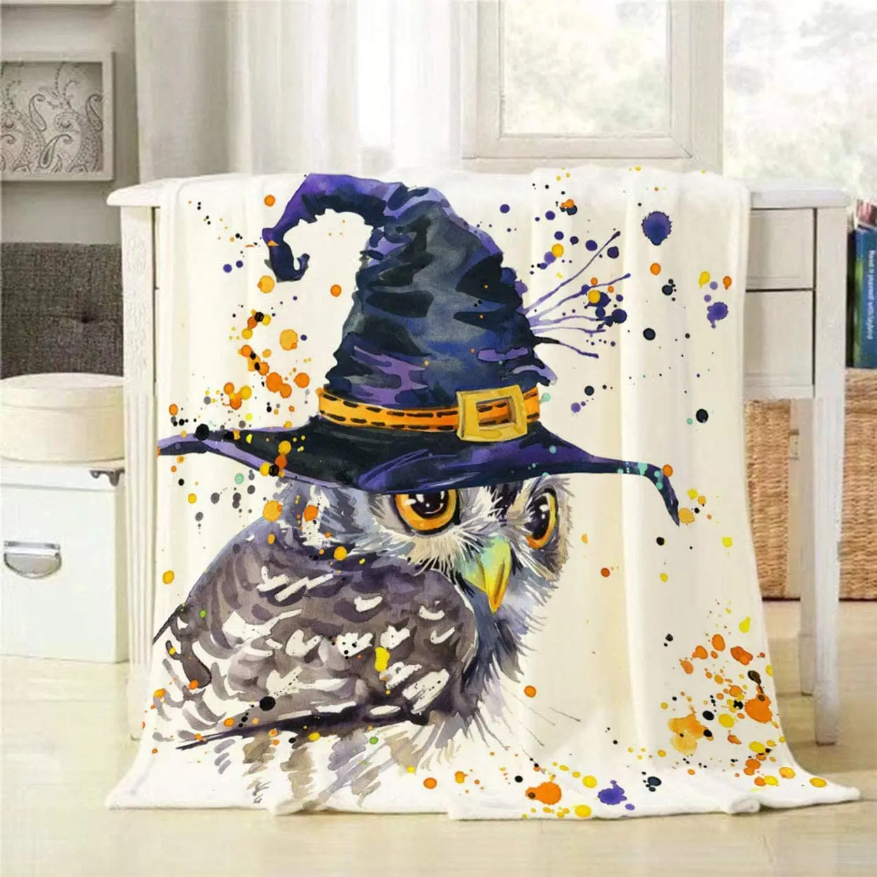 Throw Blanket Watercolor Cute Halloween Owl and Witch Hat Decorative Soft Warm Cozy Flannel Plush Throws Blankets
Throw Blanket Watercolor Cute Halloween Owl and Witch Hat Decorative Soft Warm Cozy Flannel Plush Throws Blankets