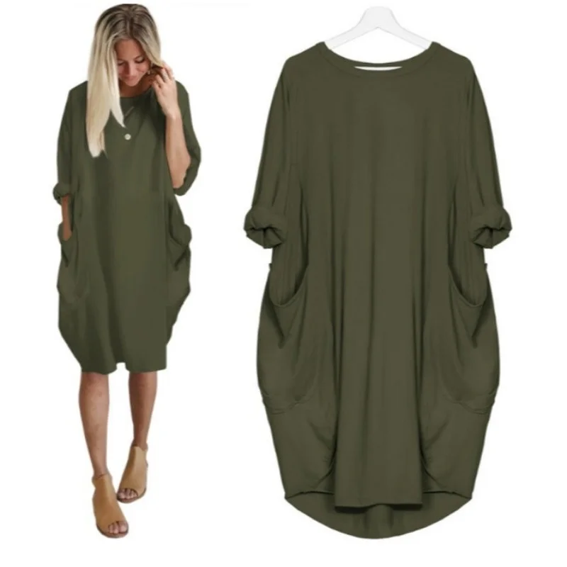 Spring and Autumn New Women's Dress Explodeleisure Loose Pocket Long Sleeve Dress Comfortable
Spring and Autumn New Women's Dress Explodeleisure Loose Pocket Long Sleeve Dress Comfortable