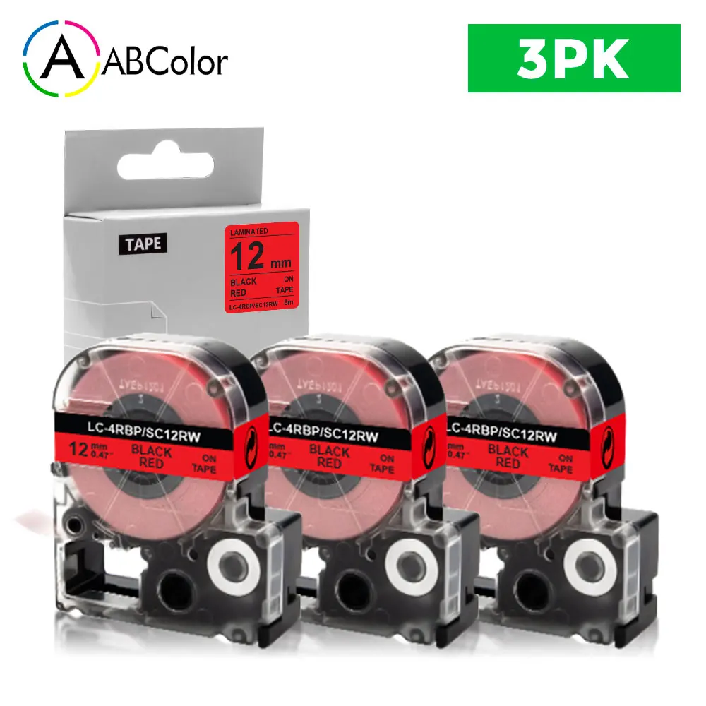 Лента совместимая с этикетками Epson King Jim SC12RW LK-4RBP 12 мм черный на красном - купить по