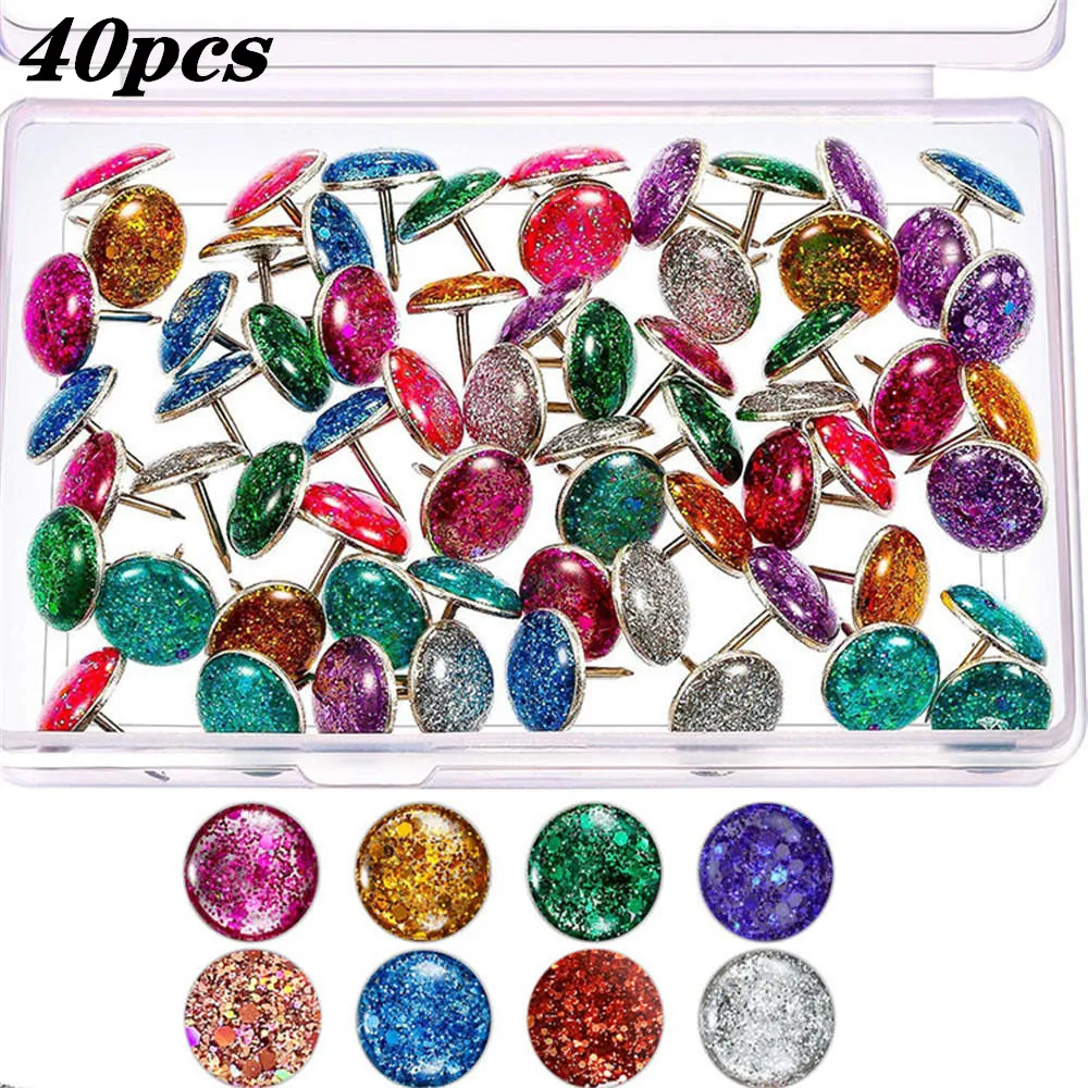 40pcs Map Thumbtacks Glitter Push Pins Diy Thumb Tacks Drawing Photo Wall Studs Student Stationery School Supplies
40pcs Map Thumbtacks Glitter Push Pins Diy Thumb Tacks Drawing Photo Wall Studs Student Stationery School Supplies