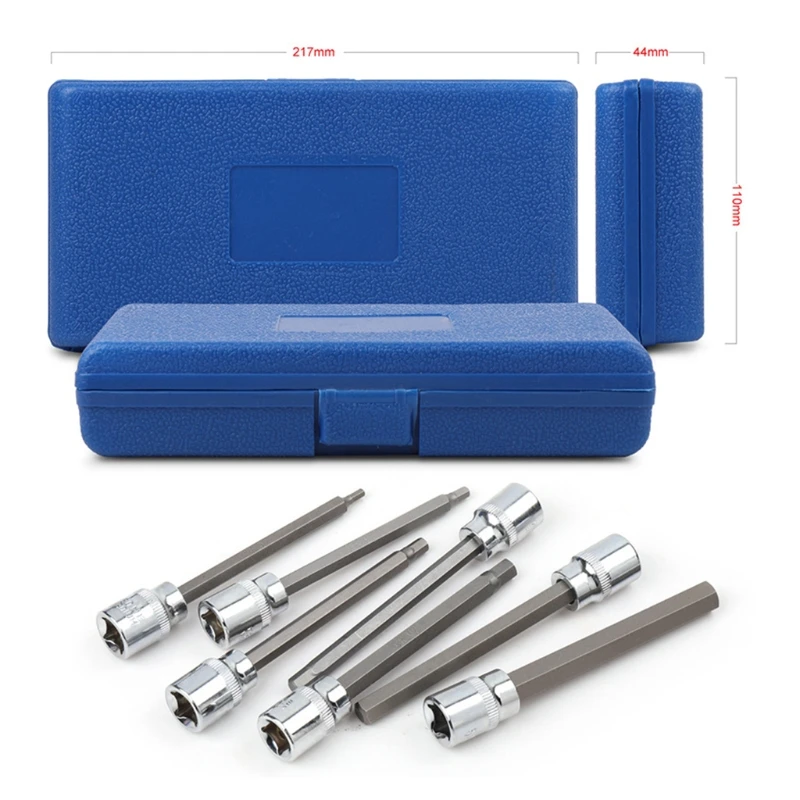 3/8” Drive Extra Long Torx/Allen Star Bit Socket Set 7-Piece Cr-V Steel Socket Adapter Chrome Vanadium Steel 3mm -10mm
3/8” Drive Extra Long Torx/Allen Star Bit Socket Set 7-Piece Cr-V Steel Socket Adapter Chrome Vanadium Steel 3mm -10mm