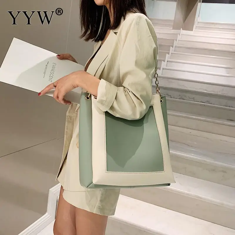 Large Capacity Shoulder Bag Contrast Color Handbag Female Casual Pu Leather Totes Travel Bag For Teenager Girl Green Handbags
Large Capacity Shoulder Bag Contrast Color Handbag Female Casual Pu Leather Totes Travel Bag For Teenager Girl Green Handbags