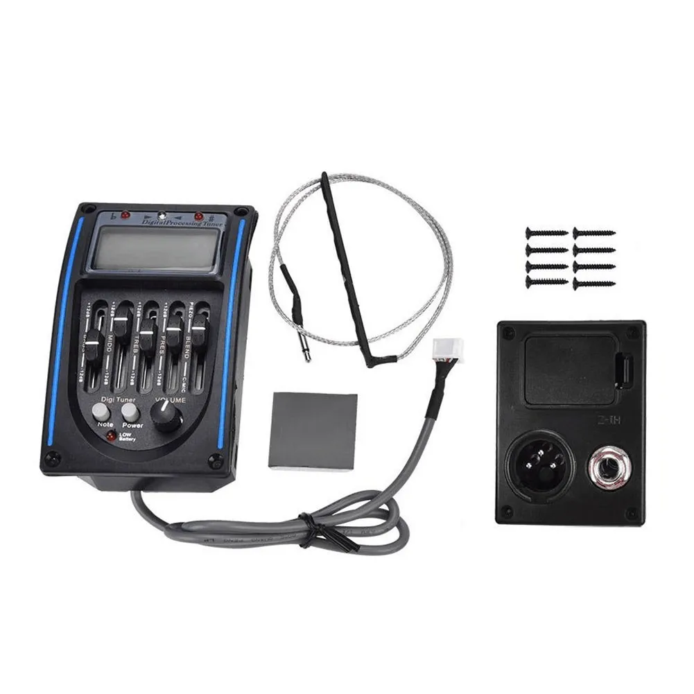 5 Band Acoustic Guitar Preamp EQ Equalizer Pickup Tuner Piezo LCD Screen Auto Tuner Volume Presence Bass Middle Treble Control
5 Band Acoustic Guitar Preamp EQ Equalizer Pickup Tuner Piezo LCD Screen Auto Tuner Volume Presence Bass Middle Treble Control