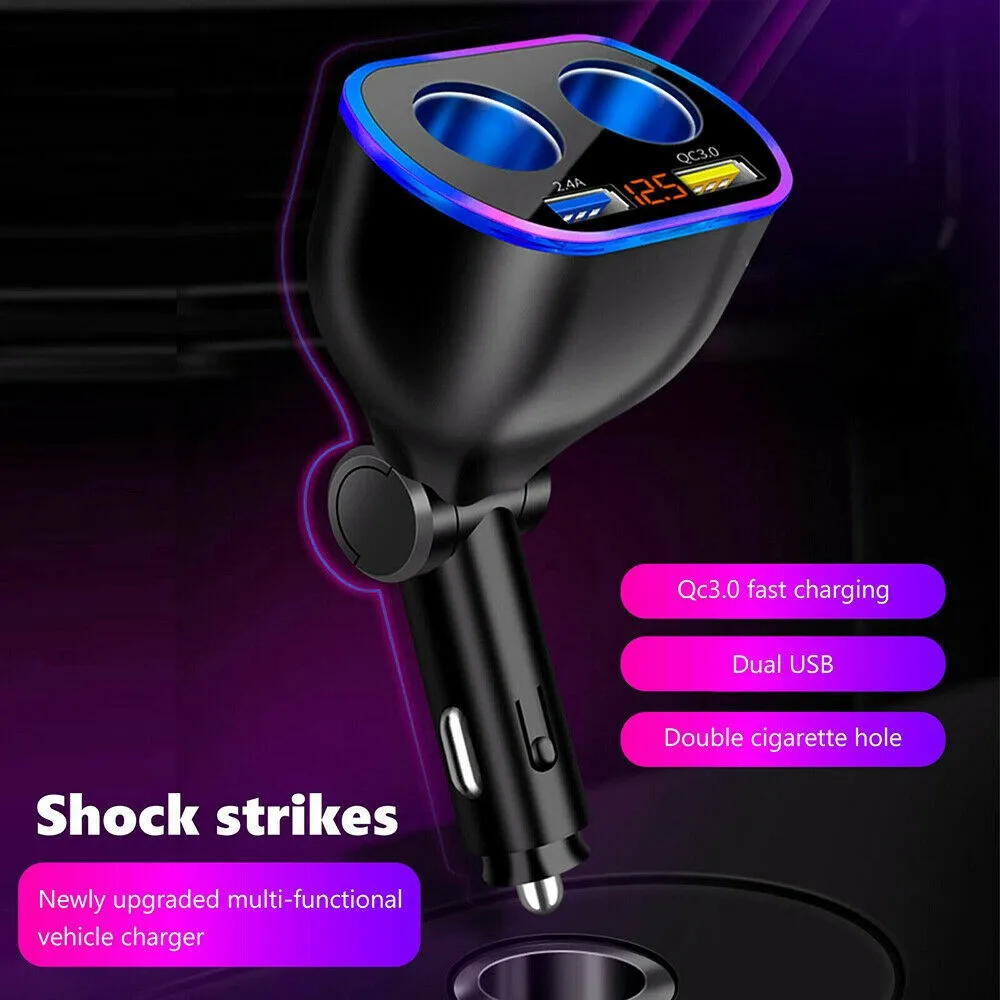 Car Cigarette Lighter Socket Splitter Charger Dual USB QC 3.0 + 2.4A Quick Charge 12V Auto Power Adapter Plug
Car Cigarette Lighter Socket Splitter Charger Dual USB QC 3.0 + 2.4A Quick Charge 12V Auto Power Adapter Plug