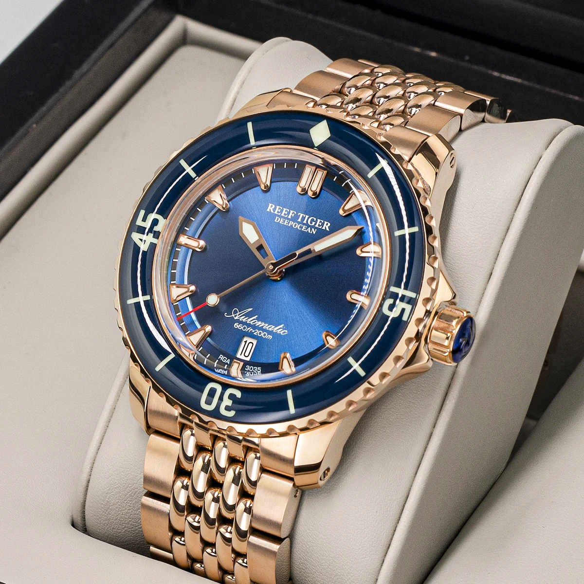 Reef Tiger/RT Top Brand Men Mechanical Steel Dive Watches Sapphire Crystal Bracelet Watches Luminous Watch Waterproof RGA3035
Reef Tiger/RT Top Brand Men Mechanical Steel Dive Watches Sapphire Crystal Bracelet Watches Luminous Watch Waterproof RGA3035