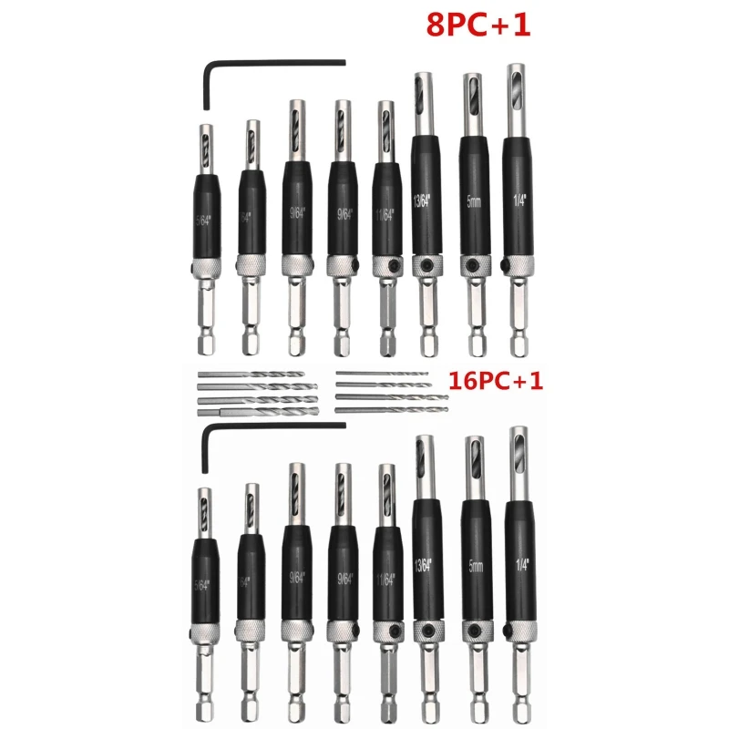 8/16pcs Self Centering Hinge Drill Bits with Hex Key Set Hole Puncher Guide Door M17E
8/16pcs Self Centering Hinge Drill Bits with Hex Key Set Hole Puncher Guide Door M17E