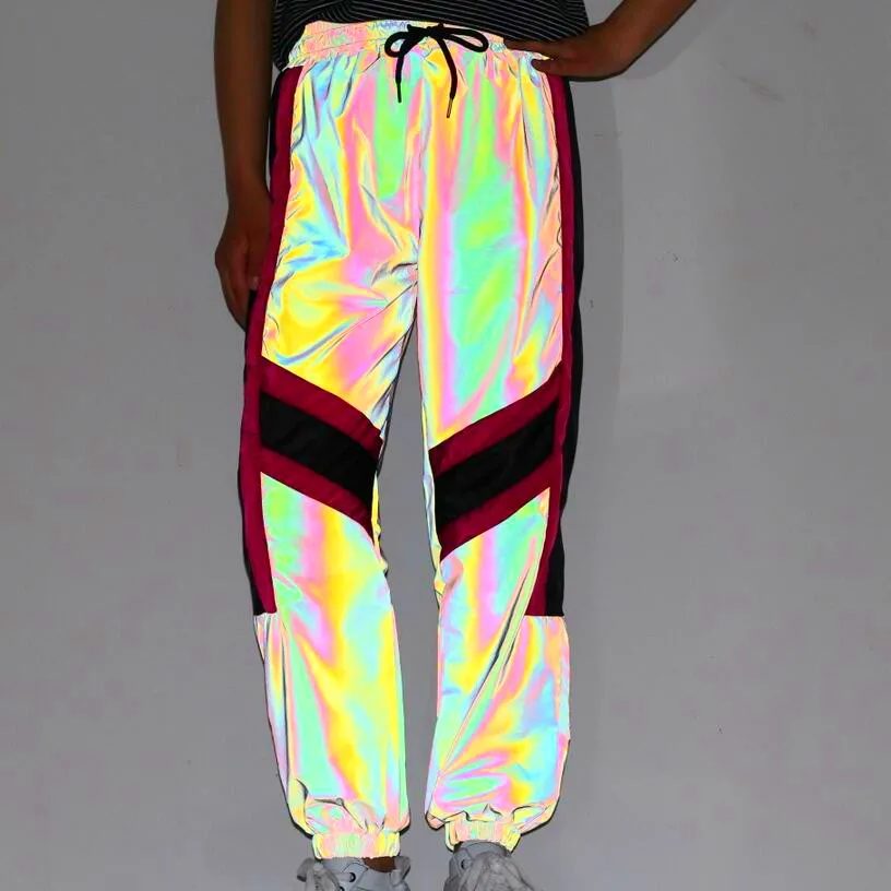 Side Stripe Reflective Pants Women Harajuku Hip Hop Womens Cropped Pants Fluorescent Dance Night Sporting Jogger Pants Trousers
Side Stripe Reflective Pants Women Harajuku Hip Hop Womens Cropped Pants Fluorescent Dance Night Sporting Jogger Pants Trousers