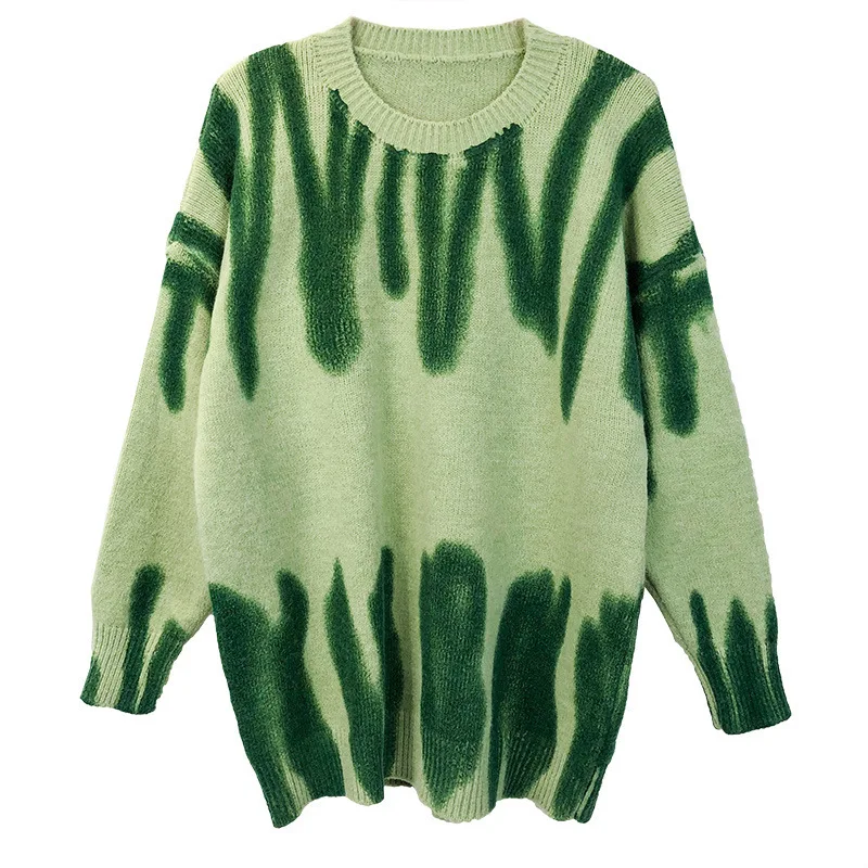 ZAWAHIKI Korean Fashion Casual Tie Dye Knitted Pullover Autumn Winter 2021 O Neck Loose Long Sleeve Tops All-match Women Sweater 
ZAWAHIKI Korean Fashion Casual Tie Dye Knitted Pullover Autumn Winter 2021 O Neck Loose Long Sleeve Tops All-match Women Sweater
