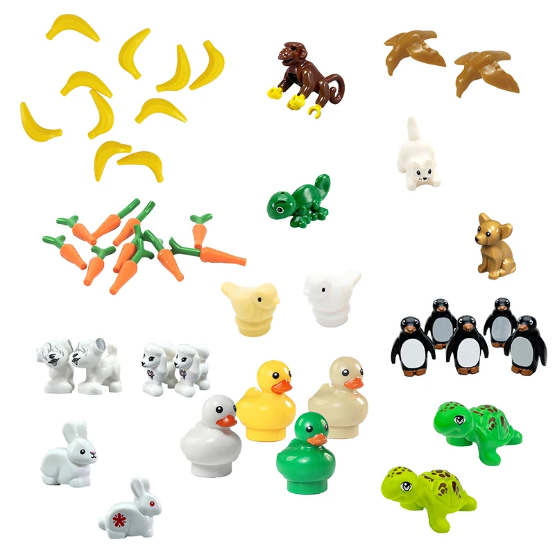Фигурки животных MOC собаки чихуахуа пудель обезьяна черепаха пингвин