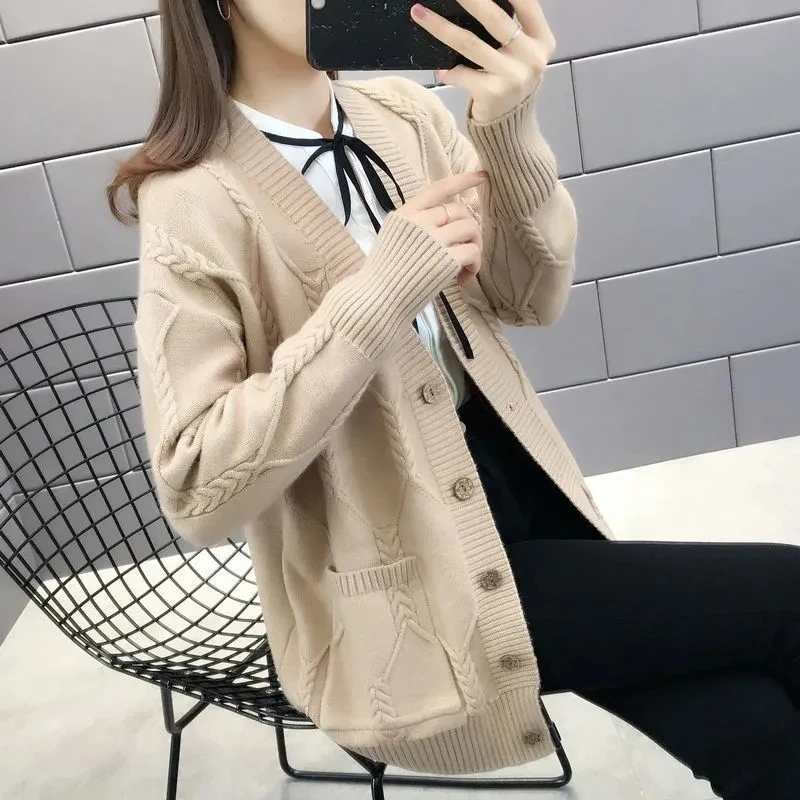 New Knitted Sweater Cardigan Women's Spring Autumn Loose Tops Chic Korean Long Sleeve Top Sweaters Pocket Jacket Coat Outwear
New Knitted Sweater Cardigan Women's Spring Autumn Loose Tops Chic Korean Long Sleeve Top Sweaters Pocket Jacket Coat Outwear