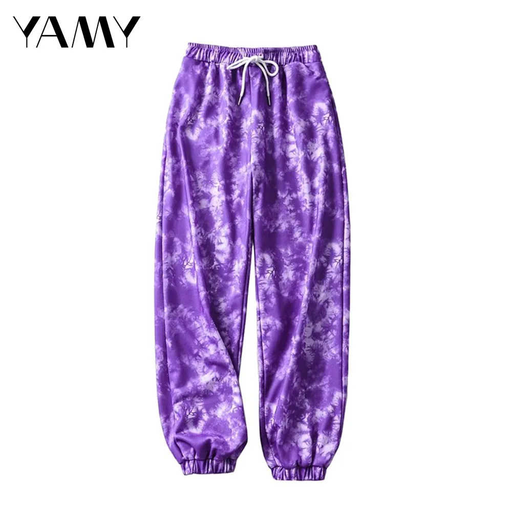 Joggers Women High Waist Elastic Pant Straight Wide Leg Loose Pocket Tie-dye Trousers Harem Pant Female Autumn Purple Sweatpant
Joggers Women High Waist Elastic Pant Straight Wide Leg Loose Pocket Tie-dye Trousers Harem Pant Female Autumn Purple Sweatpant