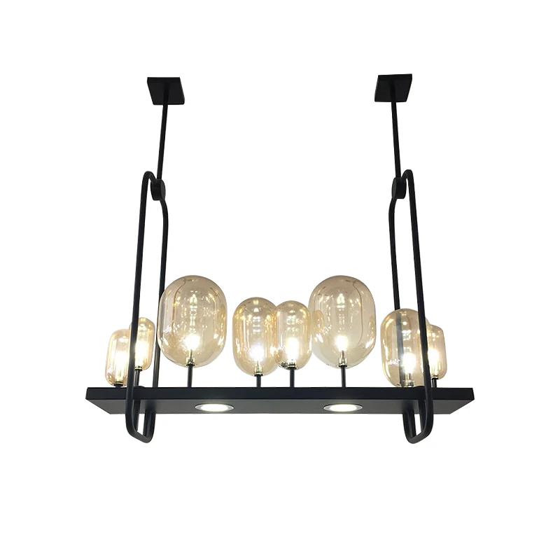 American RH Dining Room Straight Matte Black Led Pendant Lights G4 Spotlight Led Pendant Lamp Amber Glass Lustre Lamparas
American RH Dining Room Straight Matte Black Led Pendant Lights G4 Spotlight Led Pendant Lamp Amber Glass Lustre Lamparas