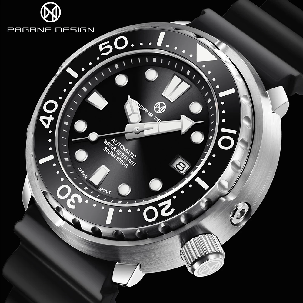 PAGRNE DESlGN Men's Automatic Watch Top Brand Sapphire Rubber Strap Stainless Steel 300M Diving Watch Relojes Hombre
PAGRNE DESlGN Men's Automatic Watch Top Brand Sapphire Rubber Strap Stainless Steel 300M Diving Watch Relojes Hombre