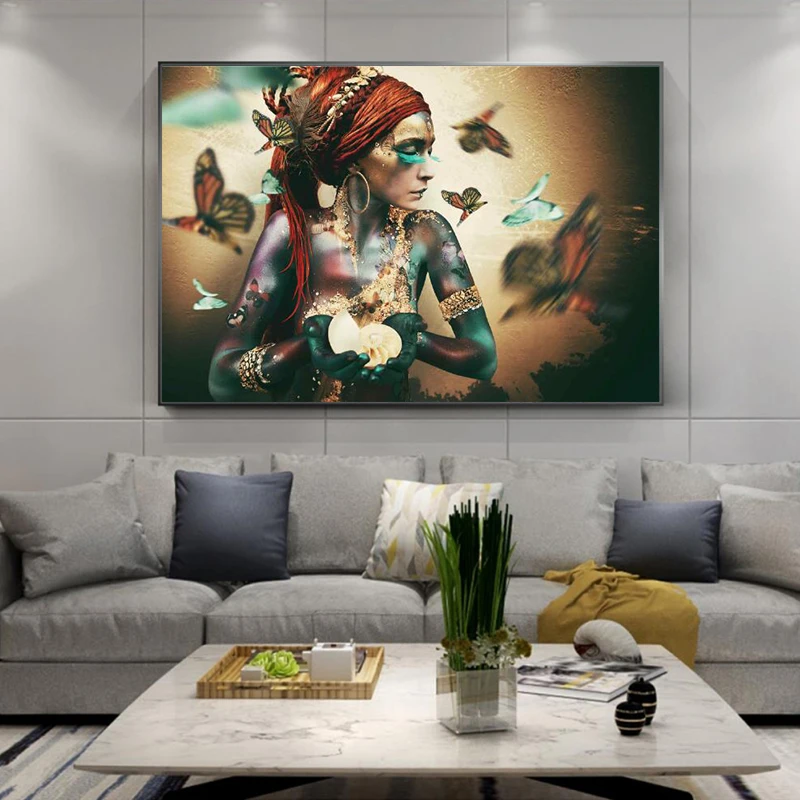 African Woman with Butterfly Canvas Paintings on the Wall Art Posters And Prints Colorful Black Girl Art Picture Home Decoration
African Woman with Butterfly Canvas Paintings on the Wall Art Posters And Prints Colorful Black Girl Art Picture Home Decoration