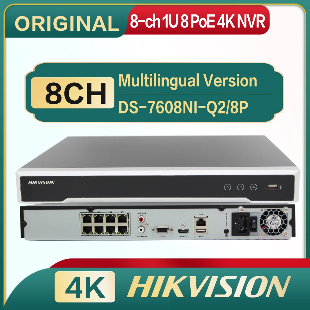 DS-7608NI-Q2/8 P Original Hikvision 8-ch 1U 8 PoE 4K NVR Plug and Play H.265 POE
DS-7608NI-Q2/8 P Original Hikvision 8-ch 1U 8 PoE 4K NVR Plug and Play H.265 POE