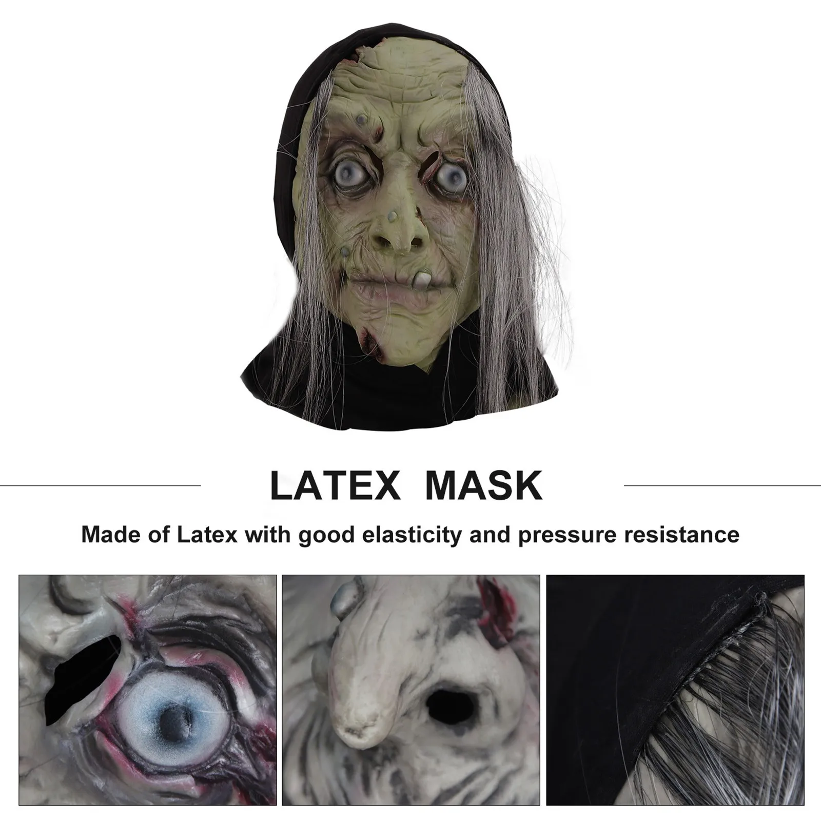 

Creative Funny Old Witch Headgear Prom Props Latex Horror Tricky Scary Mask Mask Cosplay Prop Carnival Masker Fancy Party Decor