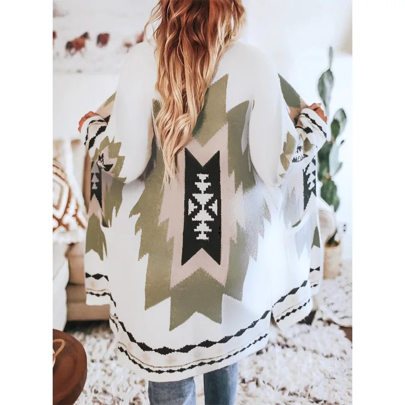 New Cardigan Sweater Women Long Sleeve Loose Casual Sweater Print Coat Female With Pockets Knitted Cardigan Outwear Clothes
New Cardigan Sweater Women Long Sleeve Loose Casual Sweater Print Coat Female With Pockets Knitted Cardigan Outwear Clothes