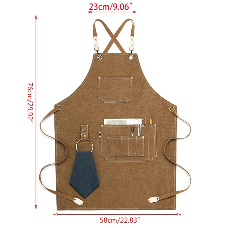 Denim Work Apron with 10 Pockets 1 Tool Ring Back Cross Workshop Apron for Men Carpenters Barber Chef
Denim Work Apron with 10 Pockets 1 Tool Ring Back Cross Workshop Apron for Men Carpenters Barber Chef
