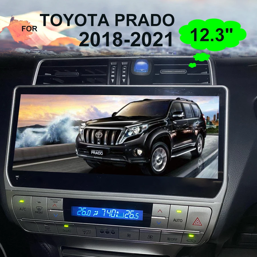 Автомобильный радиоприемник 12 3 дюймов IPS экран Android 11 для Toyota Prado 2700 4000 2018 2019