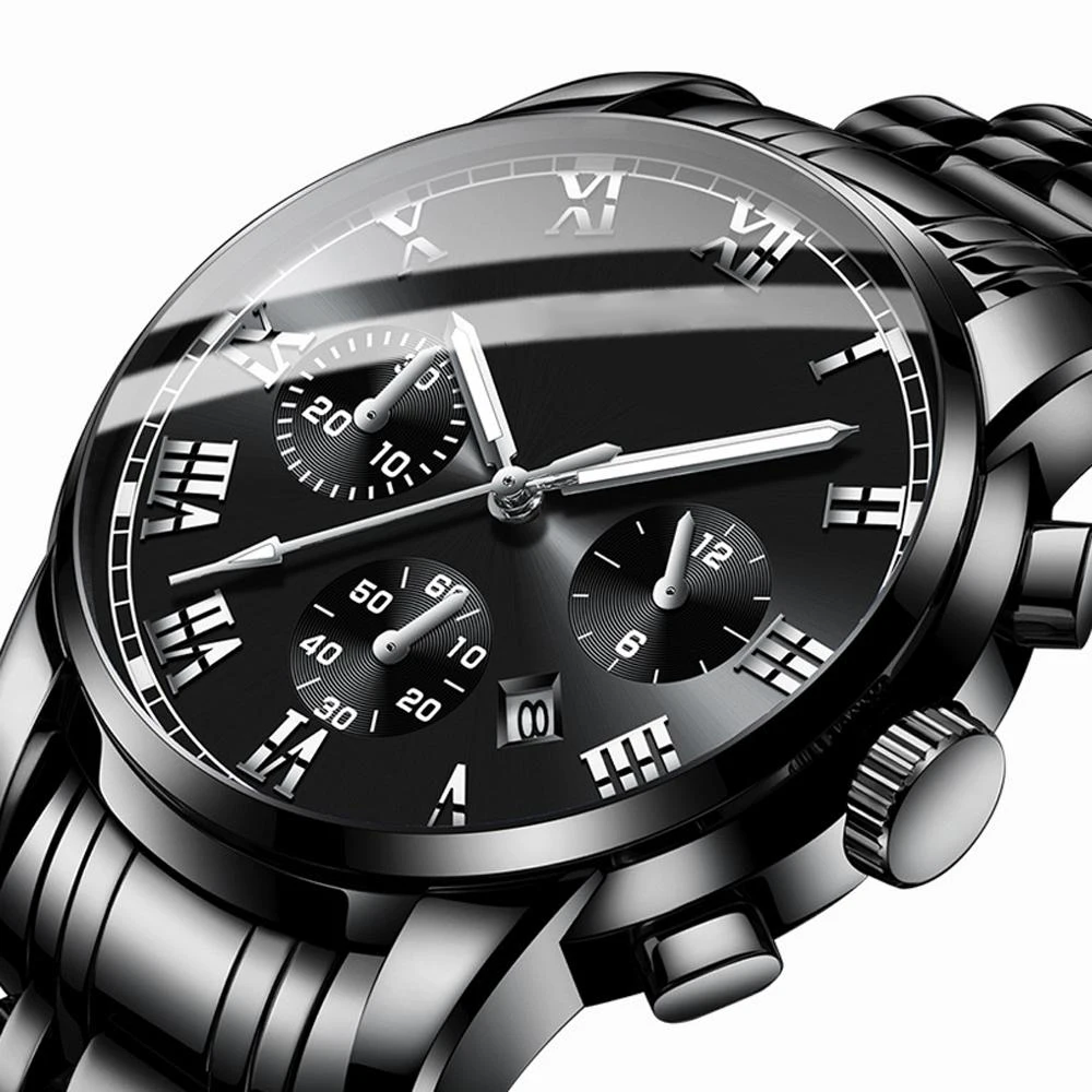 

Reloj Hombre 2020 Роскошные брендовые новые черные стальные водонепроницаемые наручные часы для мужчин часы Известный Бизнес Кварцевые часы мужск...