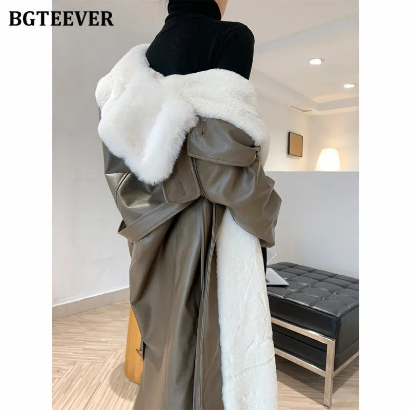 BGTEEVER Winter Thicken Liner Fur Women PU Leather Trench Coats 2021 Warm Long Jacket Female Lapel Belted Ladies Overcoat
BGTEEVER Winter Thicken Liner Fur Women PU Leather Trench Coats 2021 Warm Long Jacket Female Lapel Belted Ladies Overcoat