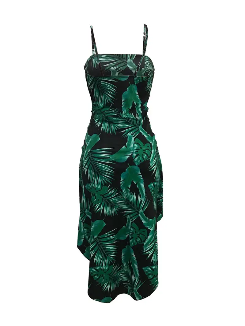 Women Sexy Bodycon Dress Leaves Print Spaghetti Strap Backless Club Party Dress Summer Front High Split Sleeveless Sundress
Women Sexy Bodycon Dress Leaves Print Spaghetti Strap Backless Club Party Dress Summer Front High Split Sleeveless Sundress